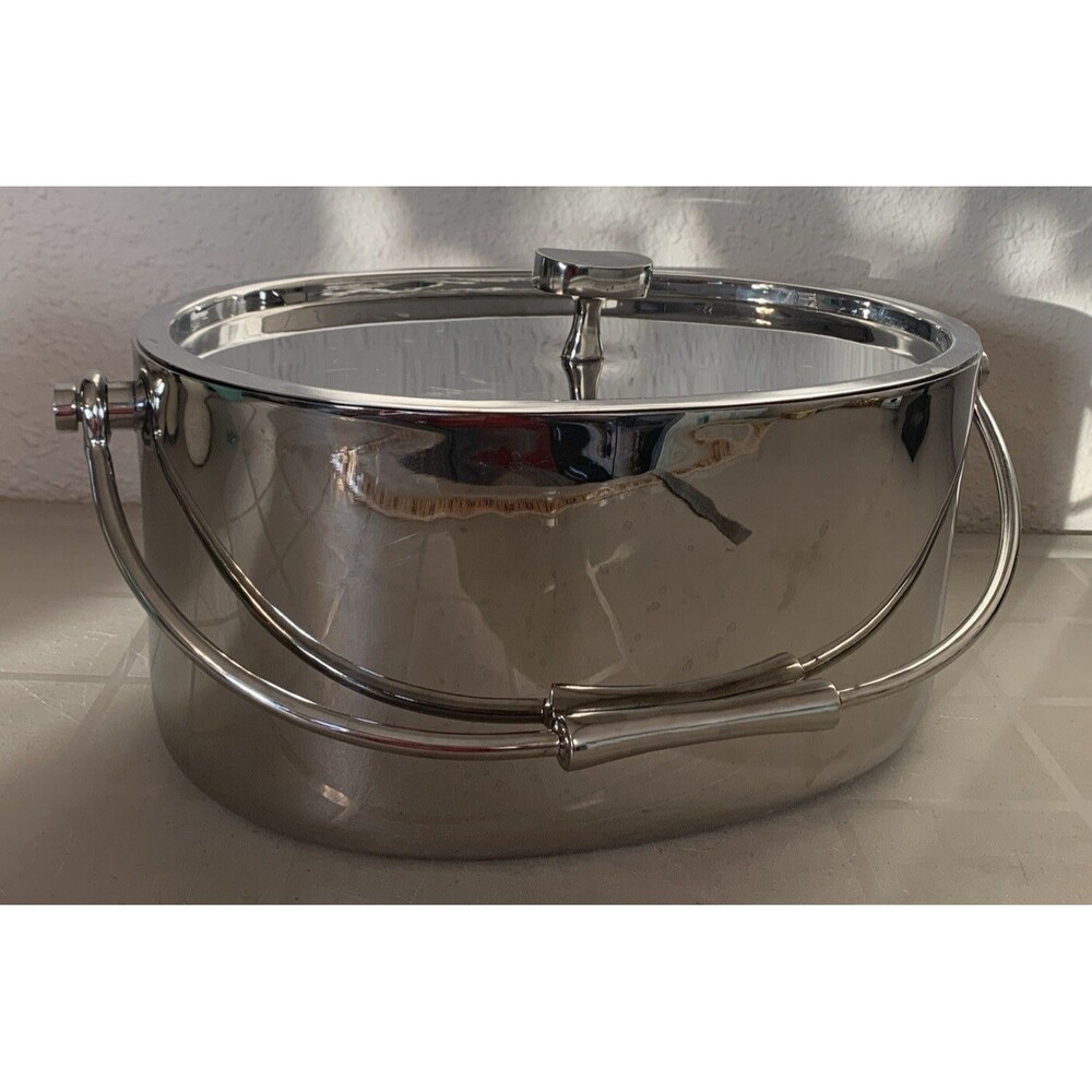 Crafthouse Signature Oval Ice Bucket Lid Scoop Stainless Steel Beer Wine Party